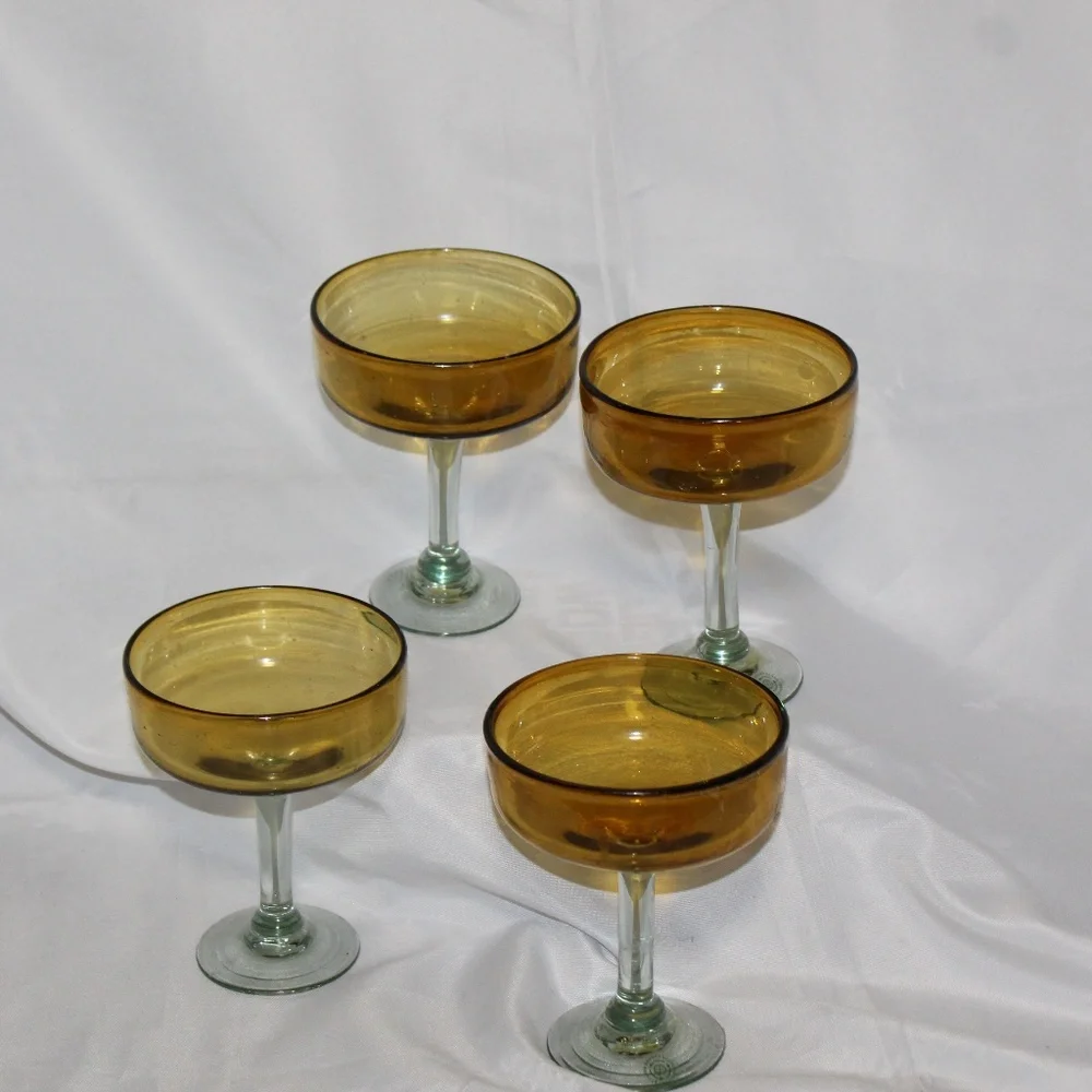 West Elm Amber Stem Glassware. Set of 4